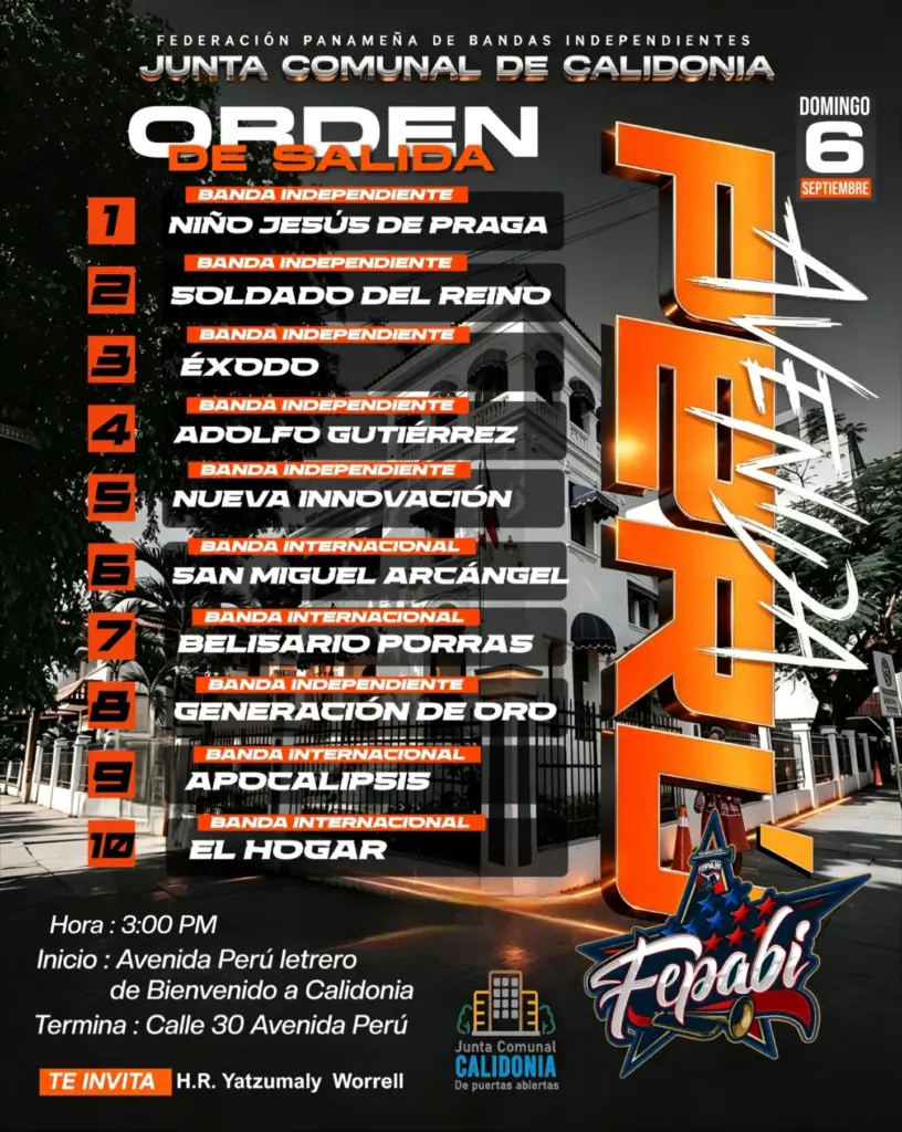 Desfile de Bandas - Orden de Salida