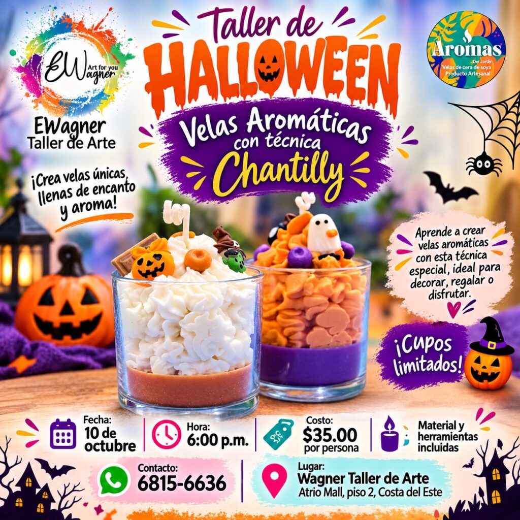 Taller de Halloween Velas Aromáticas con técnica Chantilly