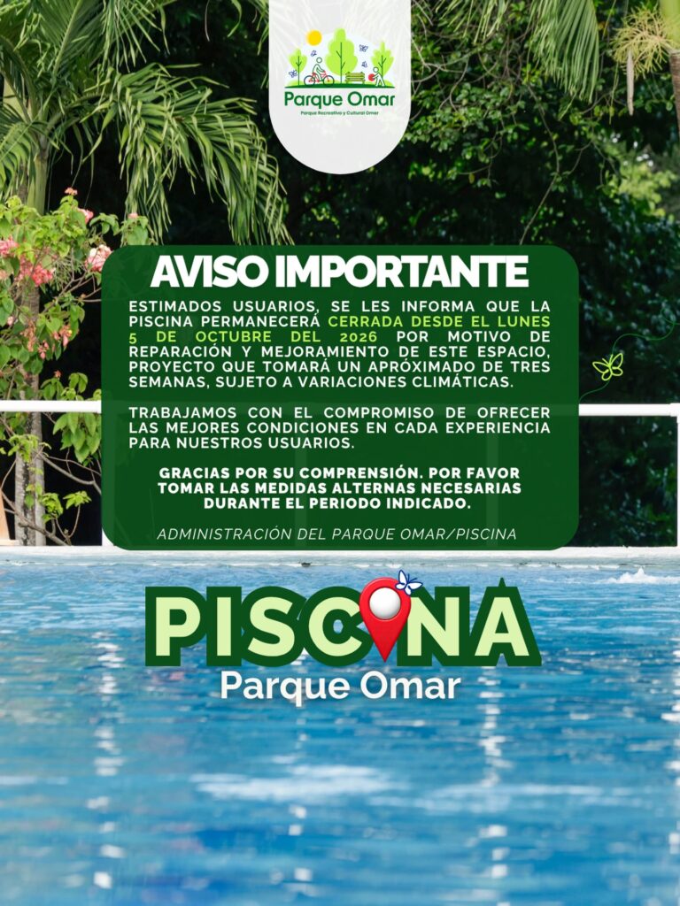 Cierre de la piscina por reparación y mejoramiento