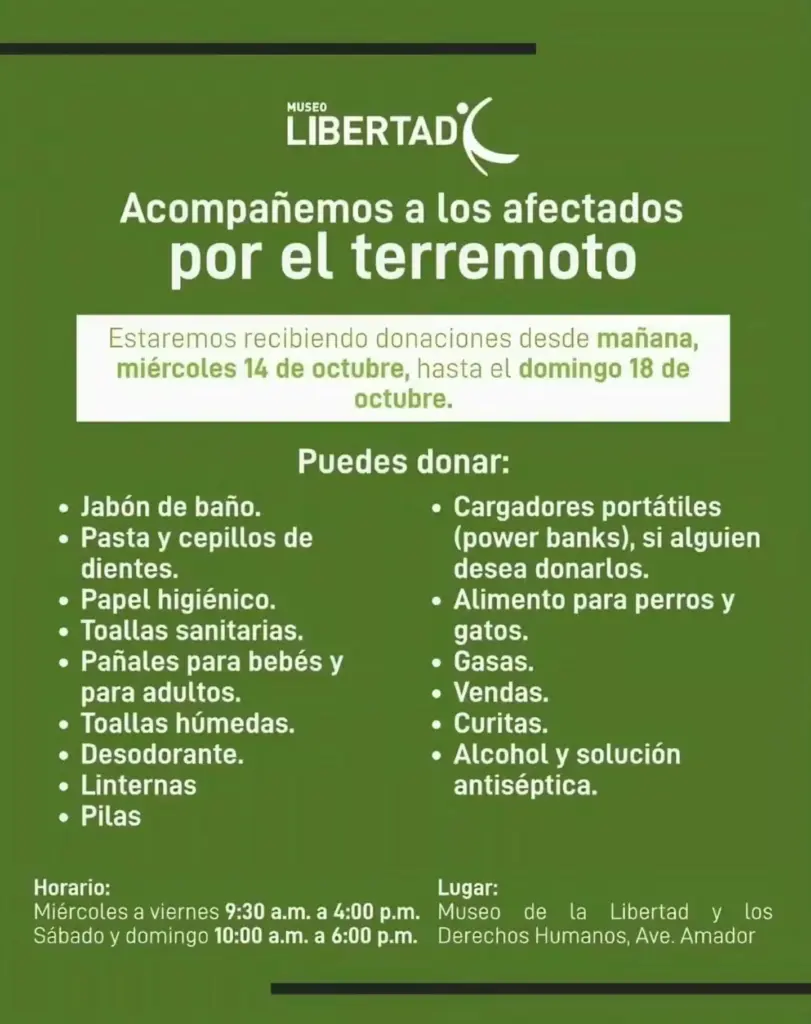 Donaciones para las comunidades afectadas por el terremoto