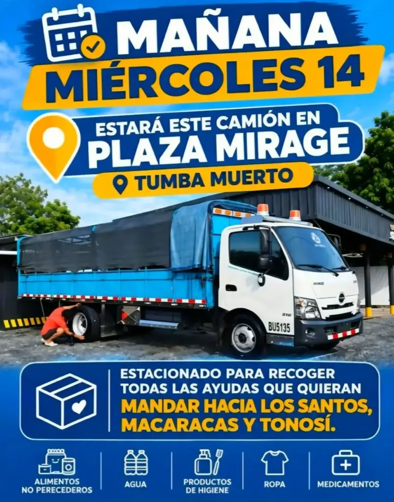 Camión de ayuda en Plaza Mirage